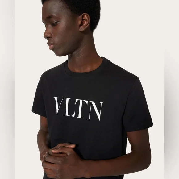 Fair Men’s Size  X-large Valentino Garavani VLTN Logo Cotton Tee In Black/White - Picture 5 of 13